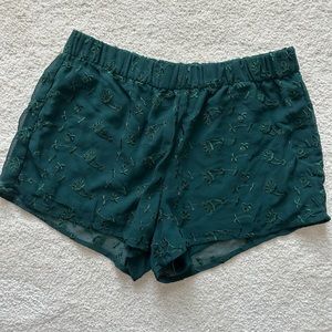Dark green flowy shorts